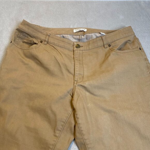 Coldwater Creek Womens Embroidered Pants 16 Natural Fit Tan Cropped Casual Y2K - Picture 9 of 13